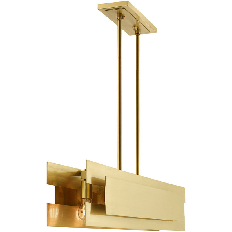 Luminaire suspendu linéaire à 5 lumières, Laiton satiné