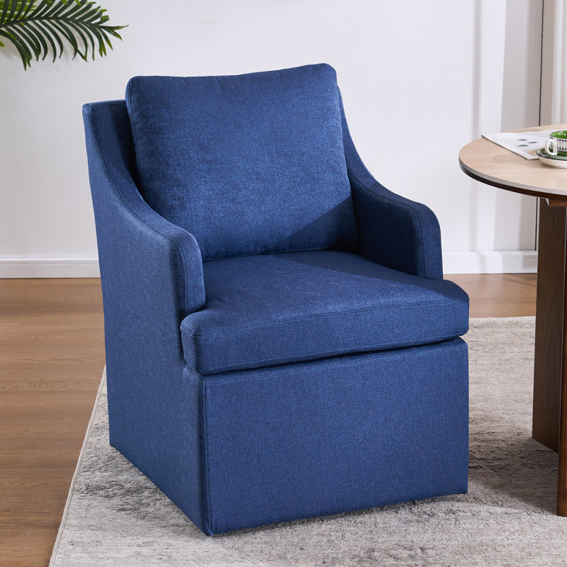 Upholstered Dining Chairs with Caster, Blue