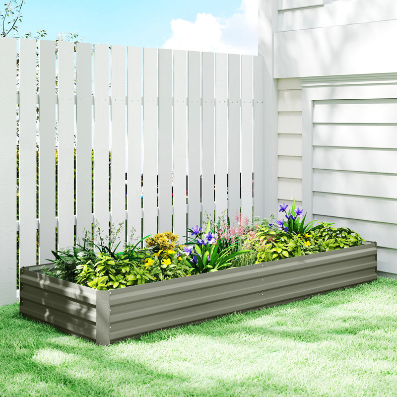 Lit de jardin surélevé galvanisé 8 x 3 x 1 pi, gris clair