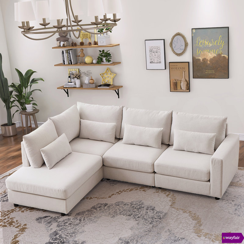 Nyerere 100.2" W Upholstery LAF Sectional, Beige