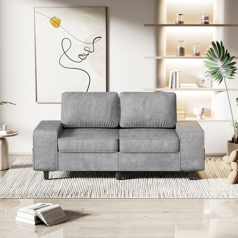 Canapé rembourré avec rangement, Gris chenille, 2