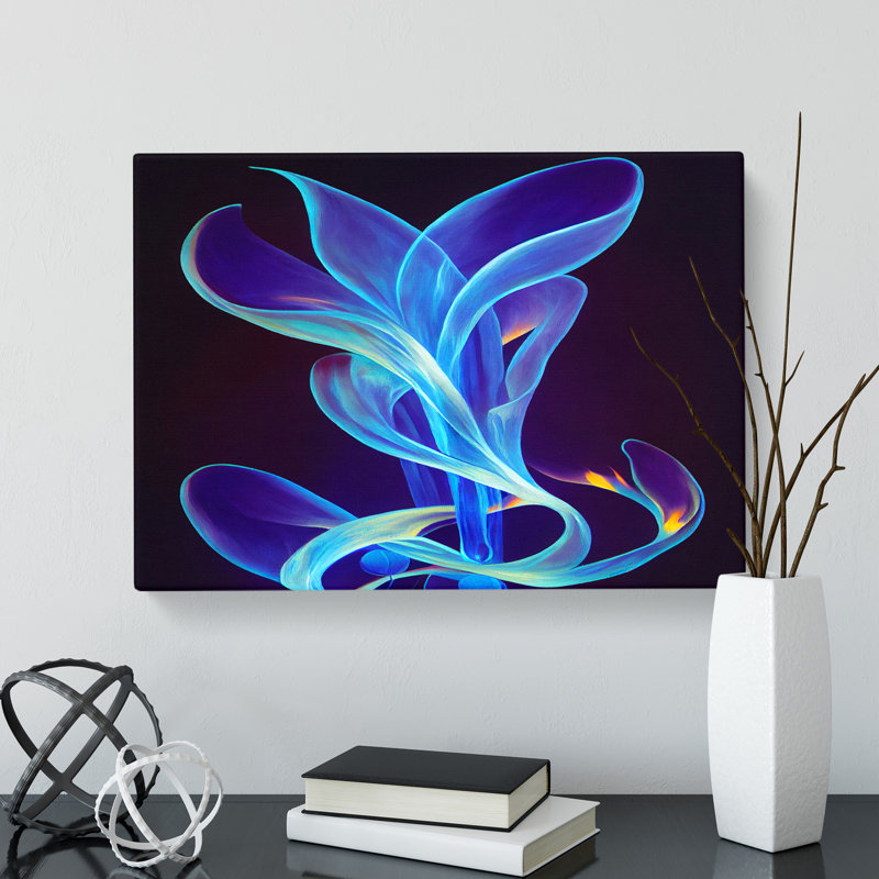 Bluebell Flower Swirl Abstract - Wrapped Canvas, 50cm H x 76cm W x 3cm D