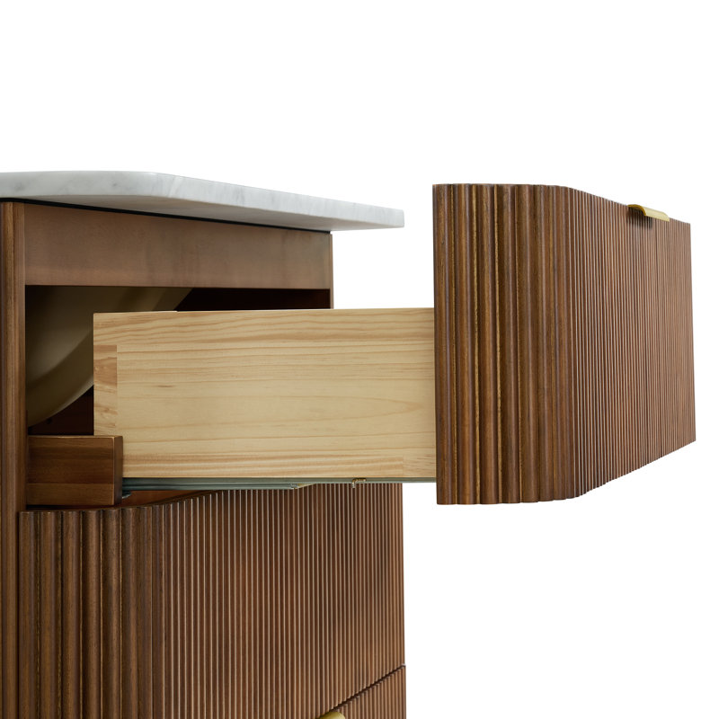 Kensington 36" Bathroom Vanity In Reeded Birch, Brown Reeded Birch