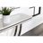 White And U - Shaped Base Rectangular Table With Faux Marble Contoured Sides Beveled