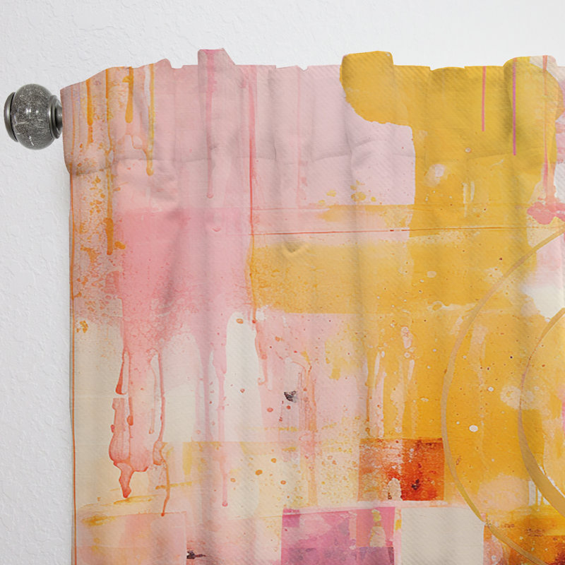 Doremus Pink Gold Island Sunrise Collage - Modern Velvet Curtain - Room Darkening - 1 panel, 52" W x 120" L