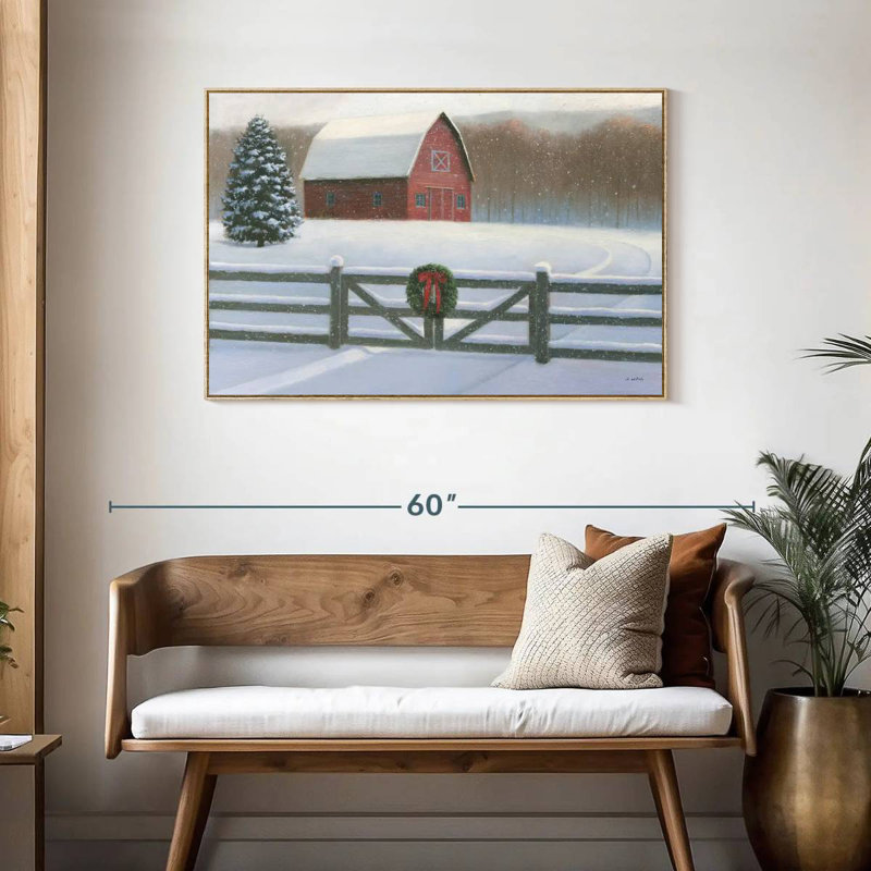 Affinité de Noël VI, Cadre flottant en bois naturel, 43 po x 29 po