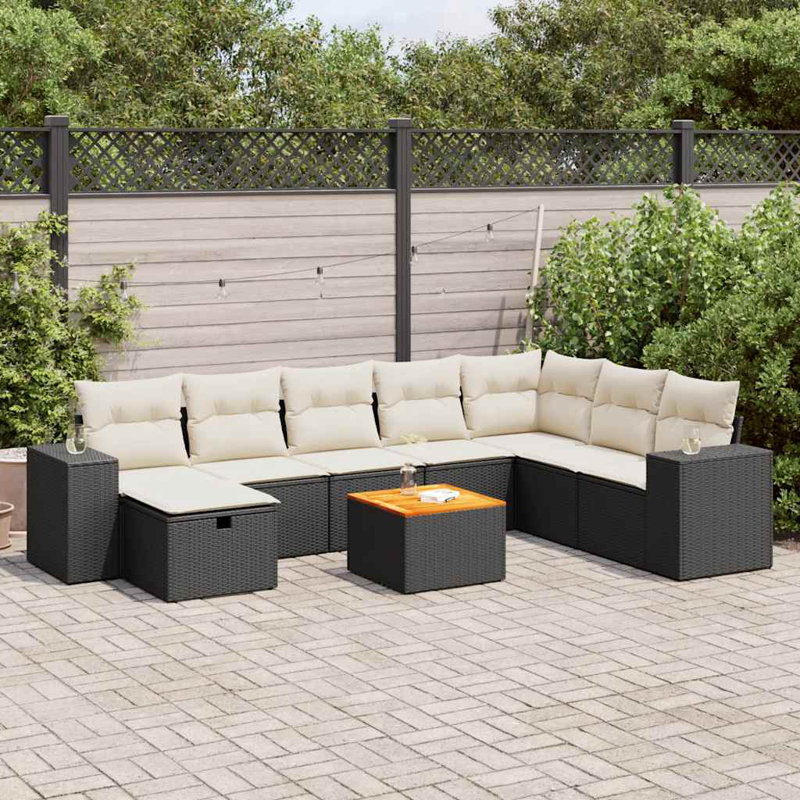 Vidaxl Garden Sofa Set Black, Cream White