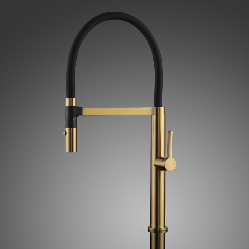 Maestro Bath Curva Pull Out Kitchen Faucet, Brushed Gold