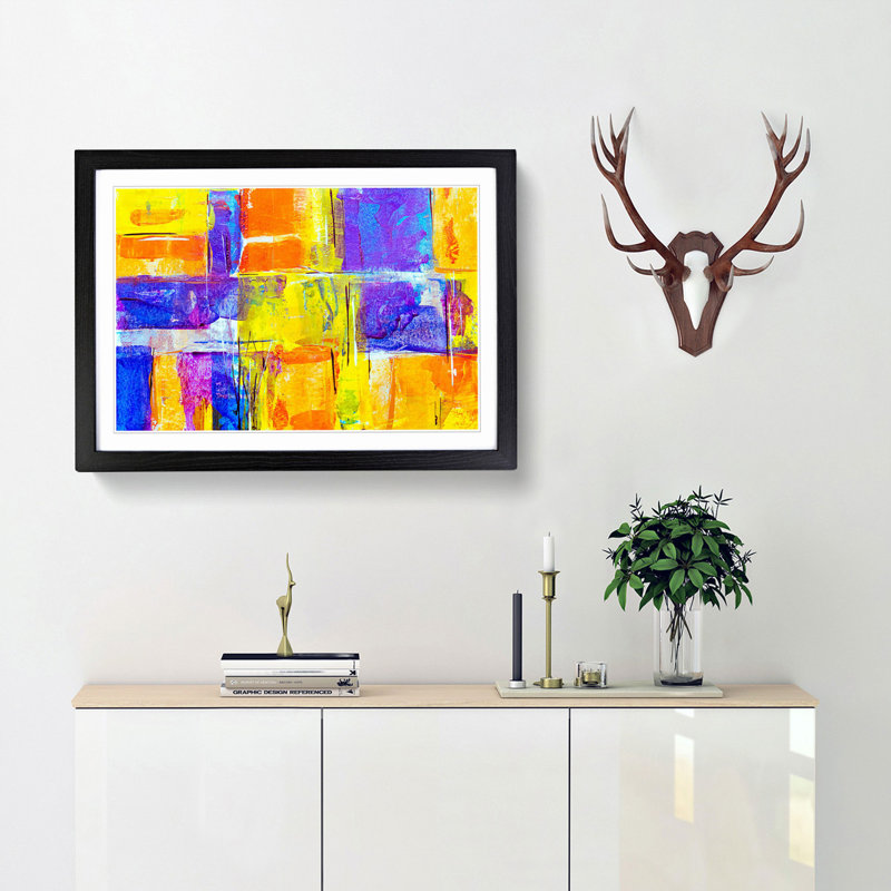 Abstract Art Painting Vol.250 by S.Johnson - Framed Print, 27cm H x 36cm W x 2cm D, Black Framed
