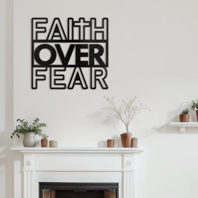 Faith Over Fear - citation spirituelle, décoration murale abstraite, décoration murale en métal