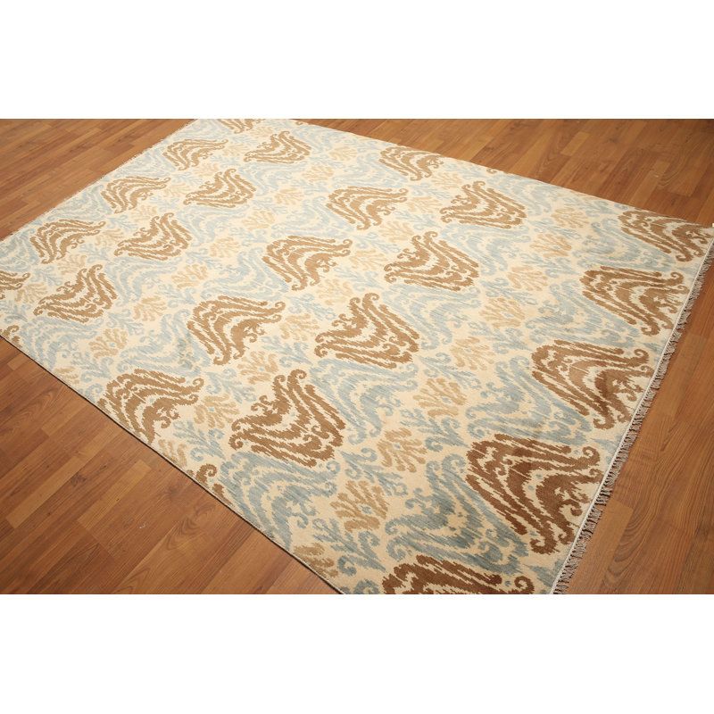 Tapis beige/bleu en laine Sauceda