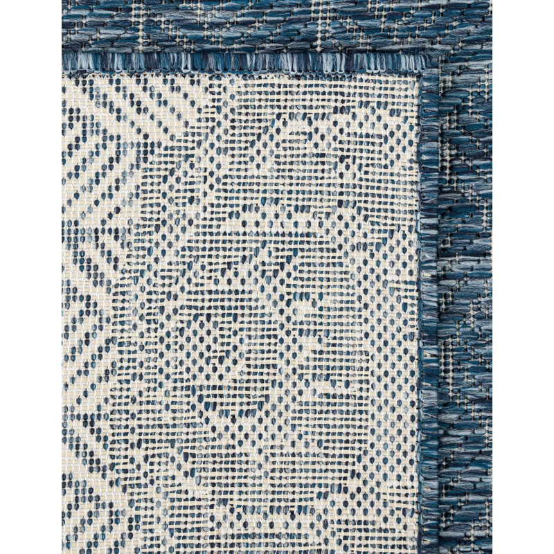 Tapis contemporain bleu marine et ivoire Avelynn, Rond 12 pi