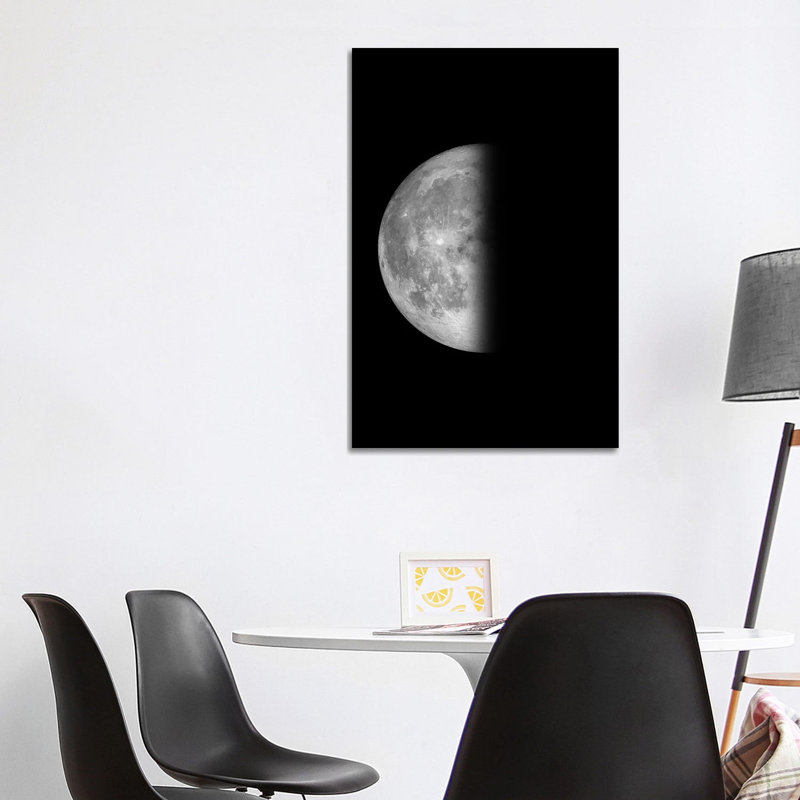 Last Quarter Moon - Black by GetYourNerdOn - Wrapped Canvas Print, 101.6 cm H x 66.04 cm W x 3.175 cm D