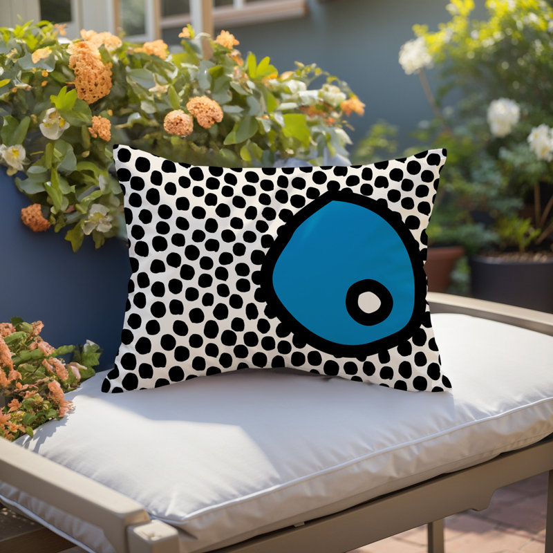 Coussin lombaire réversible intérieur / extérieur Jai Abstract, H 18 po x l 25 po, Turquoise