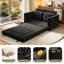 Canapé-lit futon convertible en chenille de 55 po George, causeuse dépliable avec porte-gobelet et poches de rangement-1063069902