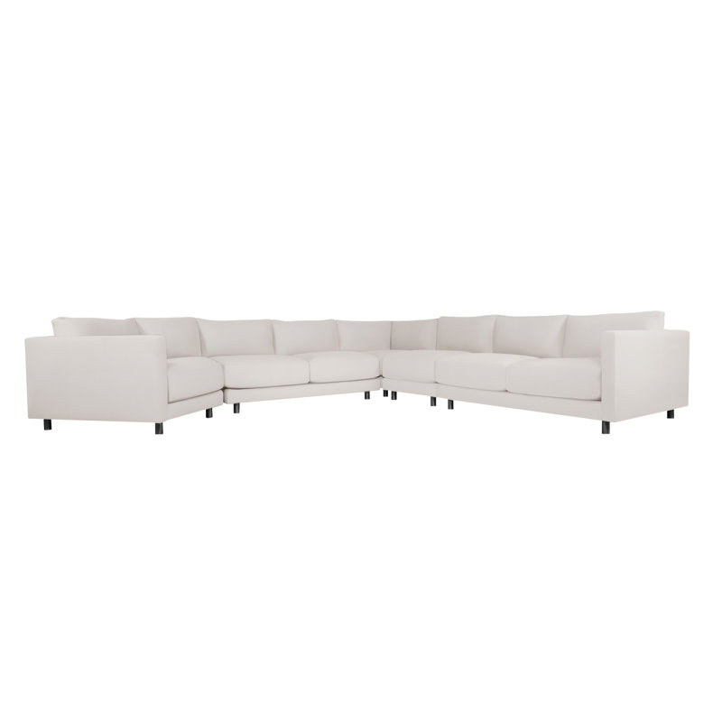 Avanni Outdoor 7 - Seat Patio Sectional, Cream Linen 6025-002, Matte Black