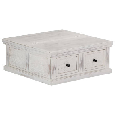 Solid + Manufactured Wood Frame Single Coffee Table with Storage