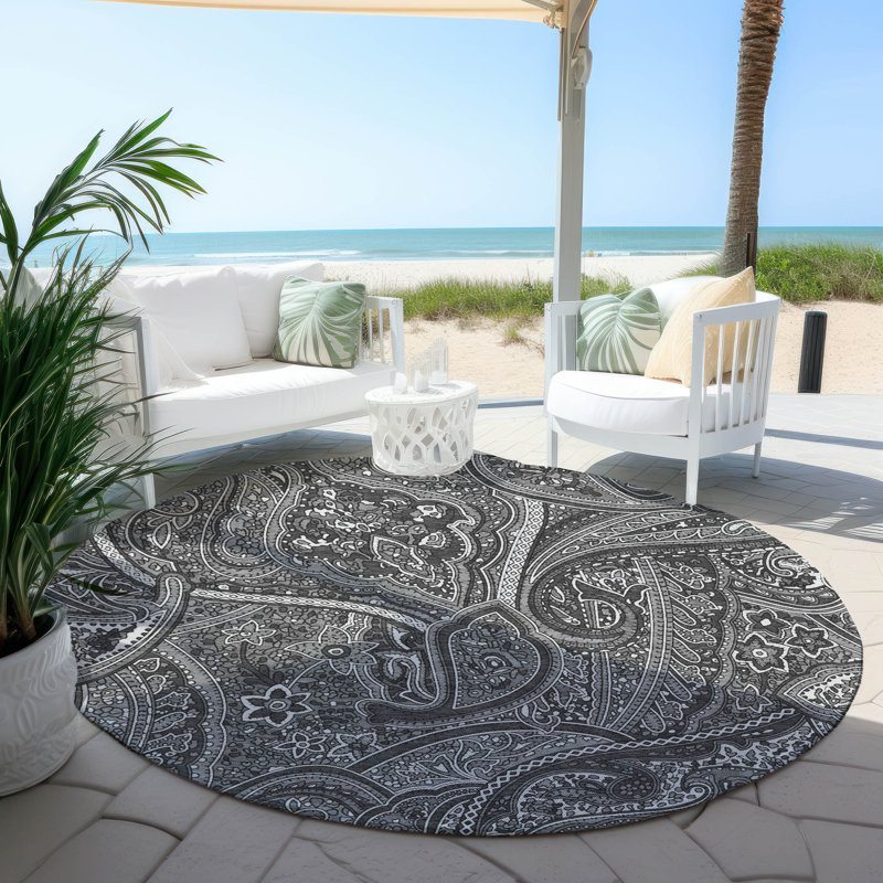 Tapis de porte d'extérieur antidérapant Itzayani, Rond 8 pi
