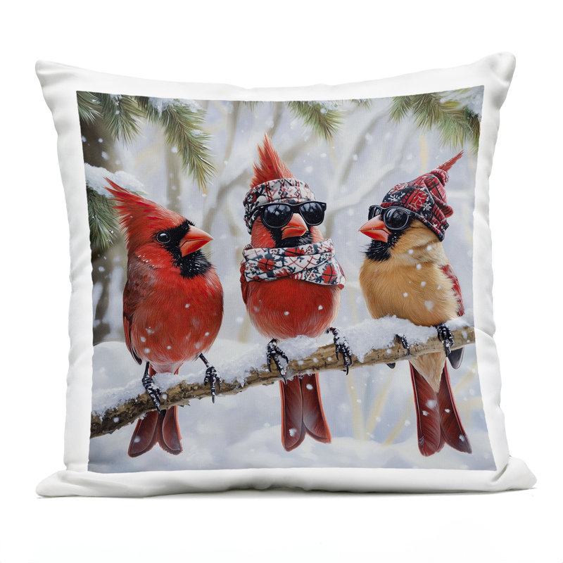 Rangée de coussins décoratifs d'extérieur avec motif de Cardinals par Jim Baldwin, Cardinals rouges / jaunes