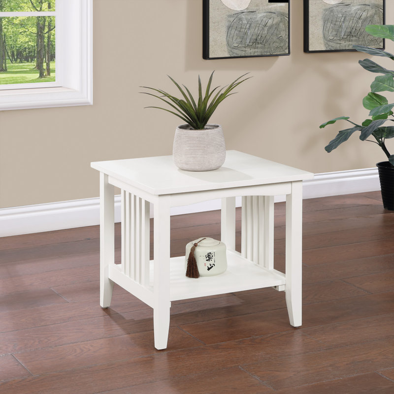 Wenger Solid Wood End Table, 19" H x 20" W x 20" D, White