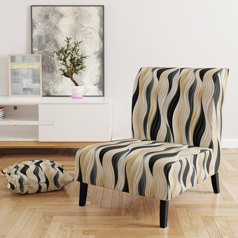 Fauteuil de chambre rembourré blanc et noir Minimalist Elegance III
