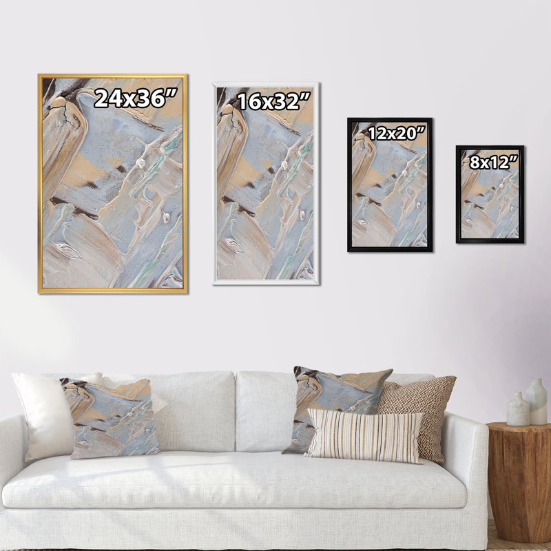 Beige brun brossé IV - Art mural moderne et contemporain sur toile, H 12 po x l 8 po x P 1 po, Toile avec cadre flottant brun
