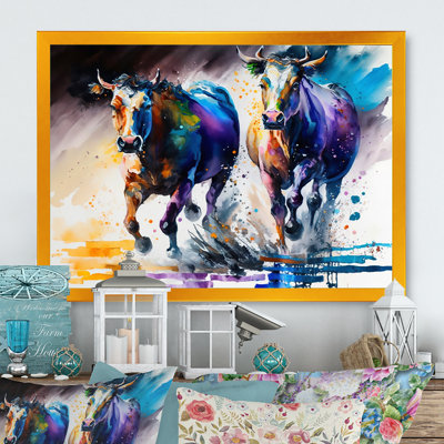 «Cows Runing I», reproduction sur toile
