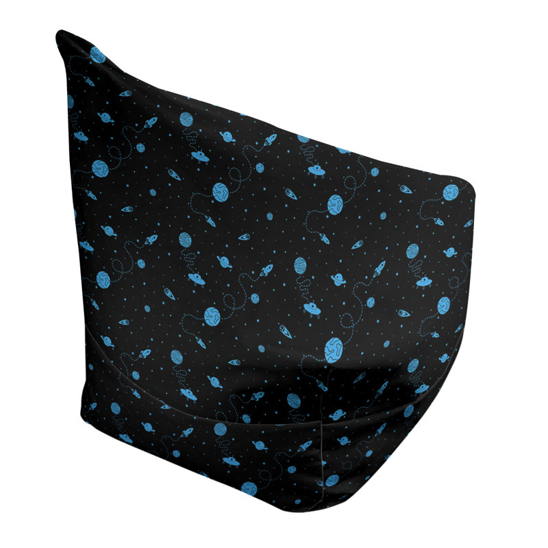 Sac de pois Leffel, H 38 po x L 42 po x P 29 po, Pouf fauteuil, Noir / bleu