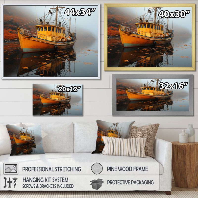 Canada Misty Harbor - impression, Cadre flottant noir, H 12 po x l 20 po x P 1 po