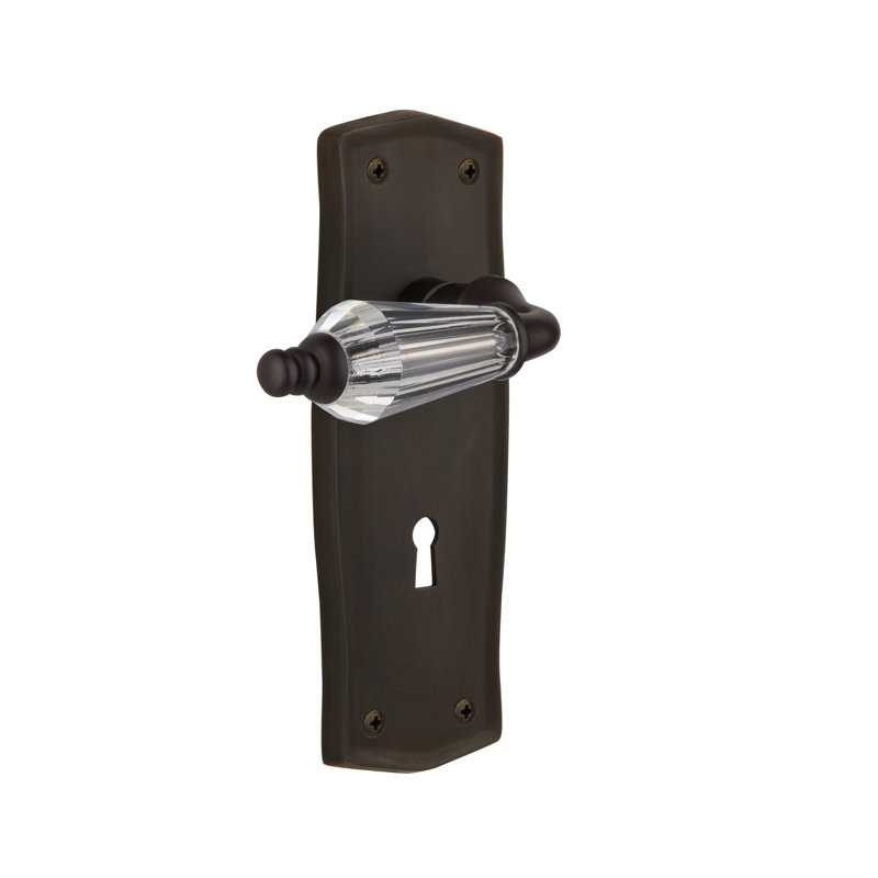 Prairie Plate with Decorative Keyhole and Privacy (Bed & Bath) with Parlour Lever, Oil-Rubbed Bronze
