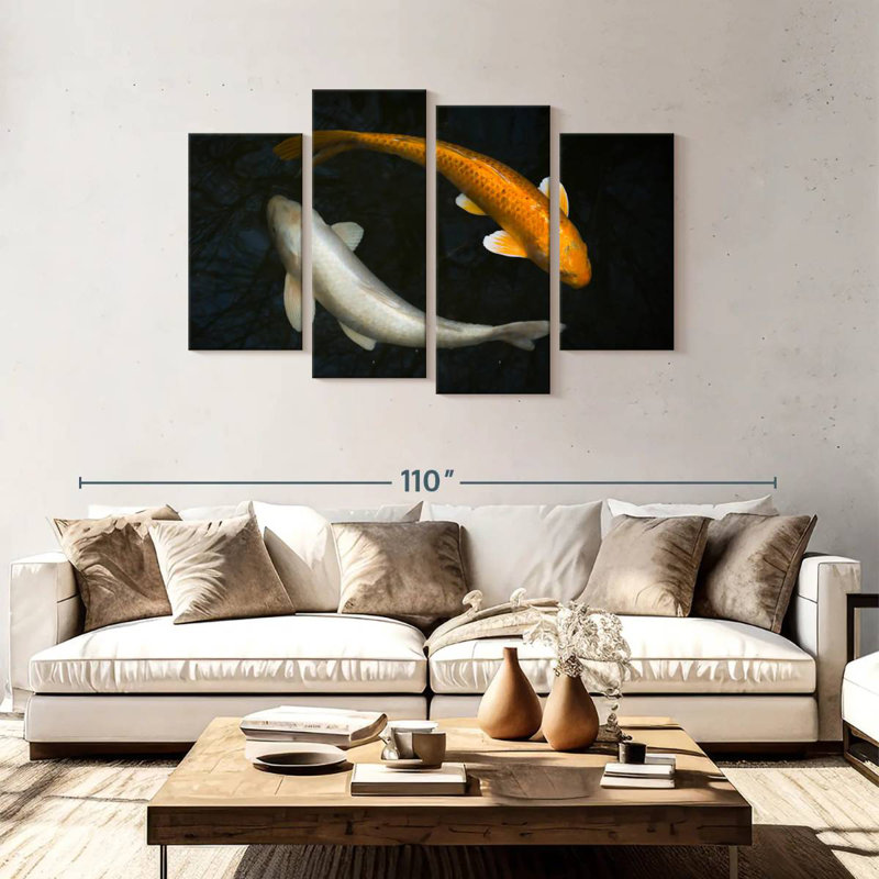 Brampt Silver And Gold Koi, 48" H x 75" W