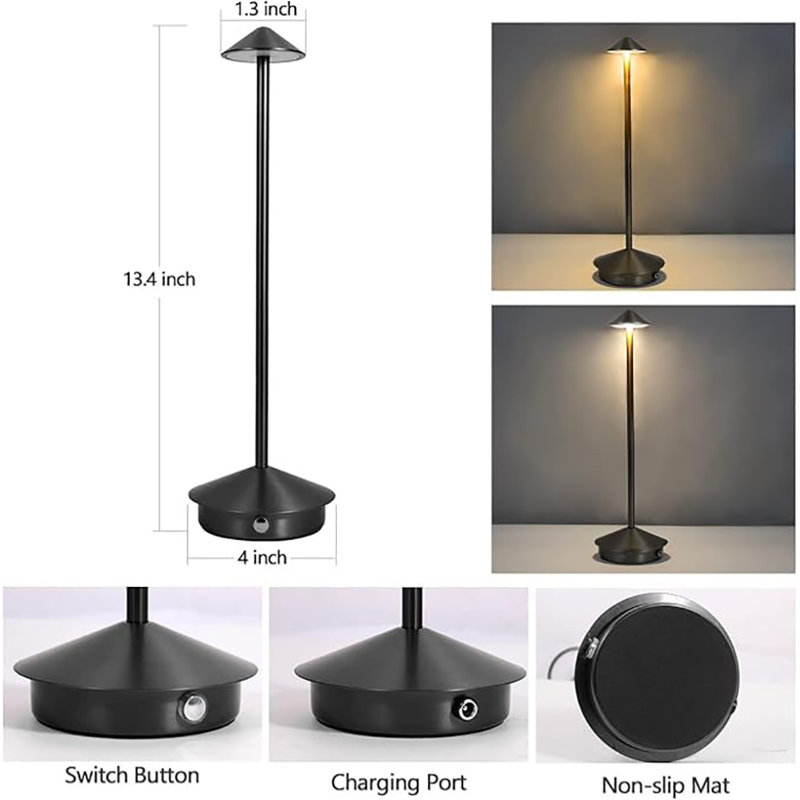 Pinnacle Table Lamp Modern Minimalist Design, Cone Base, Inverted Pyramid Shade, Ideal For Contemporary Spaces, Black