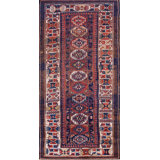Tribal Geometric Colorful Jewel Tone Antique Caucasian Kazak Rug
