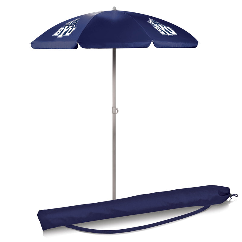 Navy Blue Polyester Beach Umbrella with Tilt Feature