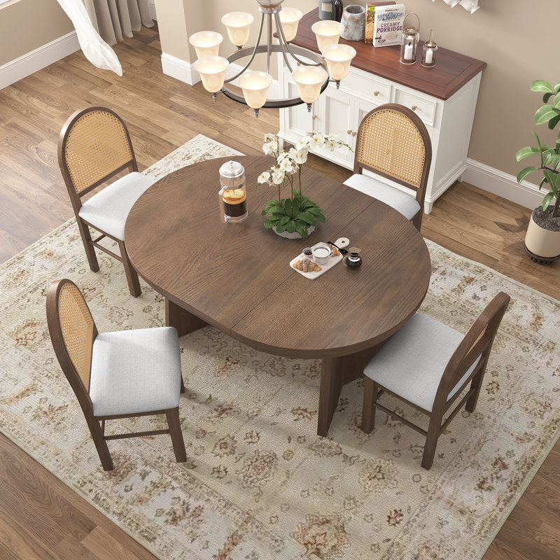 Ensemble de table de salle à manger 5 pièces pour 5 personnes, Noyer