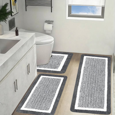 Bathroom Rugs Sets 3 Piece Soft Comfortable Water Absorption Non-Slip Bath Mats 3 Set