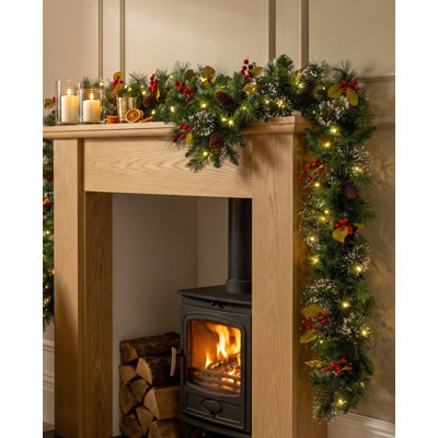FROSTED PINE 275 cm Lighted Artificial Mixed Assortment Garland