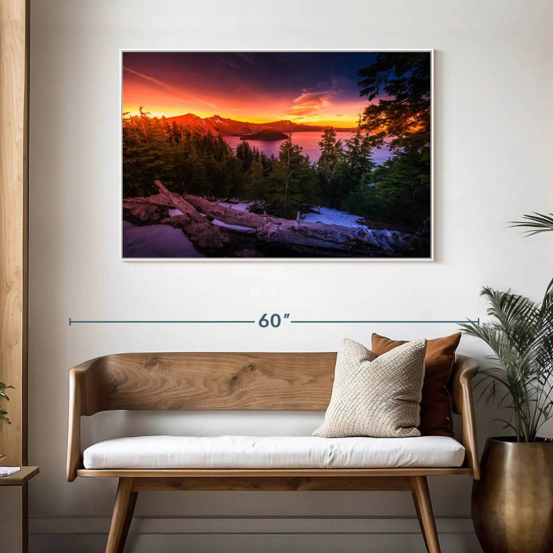 Majestic Crater Lake Sunset, Cadre flottant blanc, 46 po x 31 po