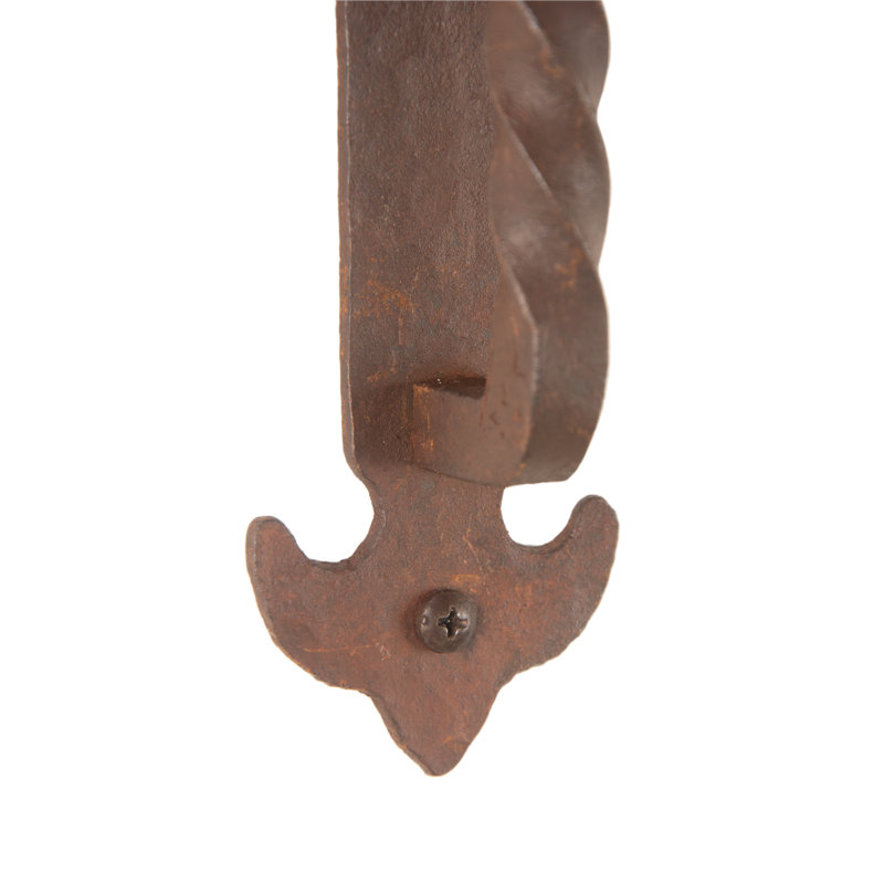 8" Black Hammered & Twisted Wrought Iron Door Handle