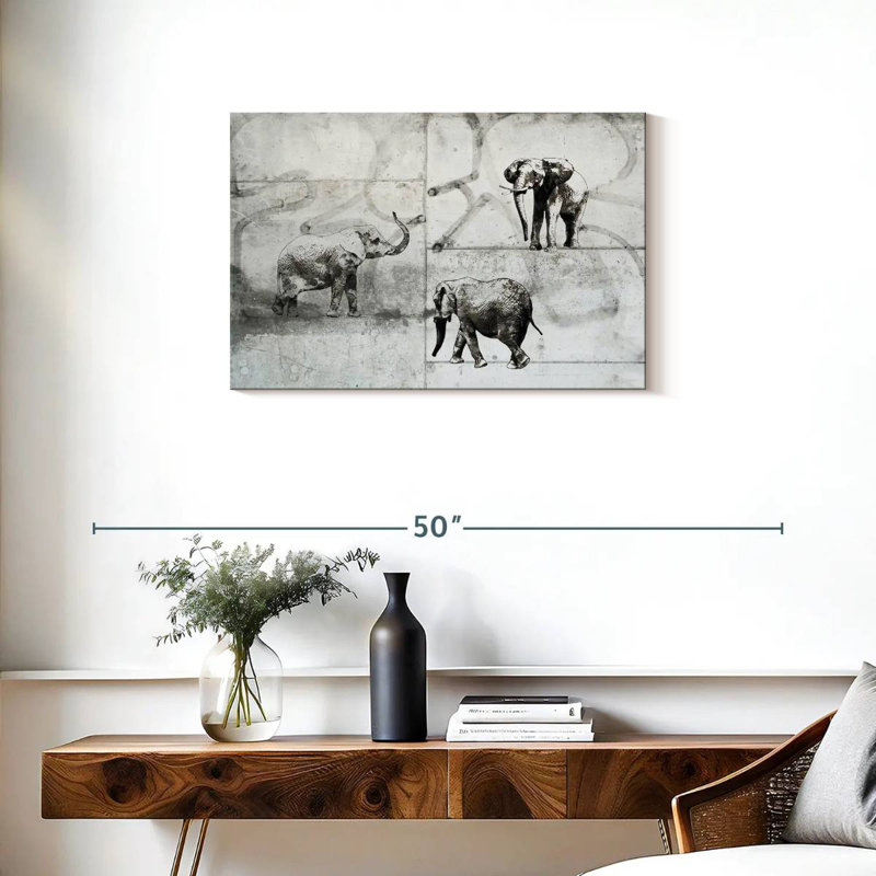 Brampt Three Elephants, 20" H x 30" W