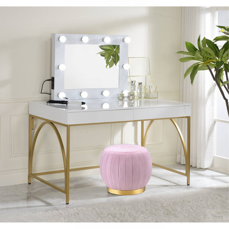Bureau de meuble-lavabo à finition brillante et blanche Lightmane