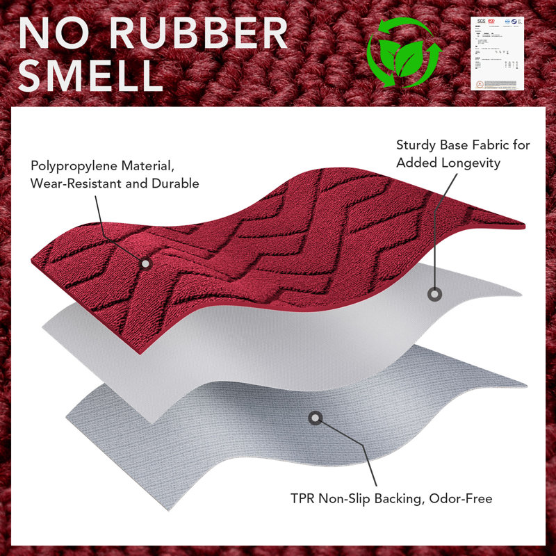 Dirt Trapper Non Slip Backing Washable Door Mat, 31.5*20, red