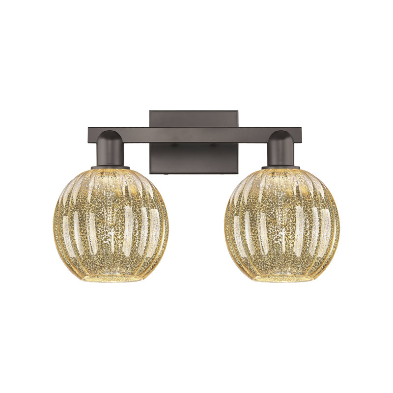 Eldon - 2 Light 16" Globe Shade Bath Vanity Light, Mercury, Oil Rubbed Bronze