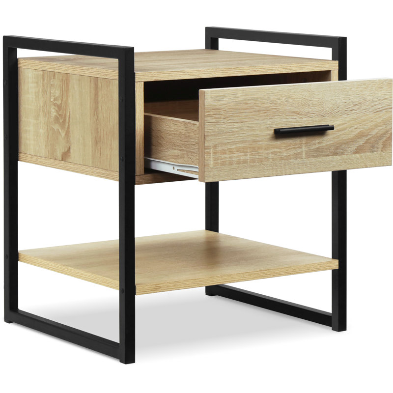 Table de chevet 1 tiroir Manraj, Beige