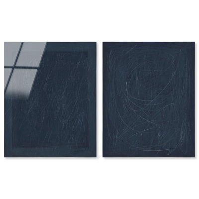 Deep Blue Set High-Gloss Frameless Acrylic Glass Wall Art Abstract Print by Oliver Gal, Ready to Hang, 16 x 20