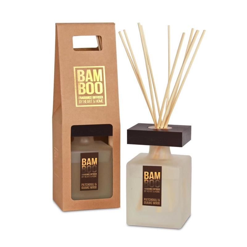 Bamboo Everyday Plant / Floral Reed Diffusers - Patchouli & Guaiac Wood, 24 cm H x 7.6 cm W x 7.6 cm D
