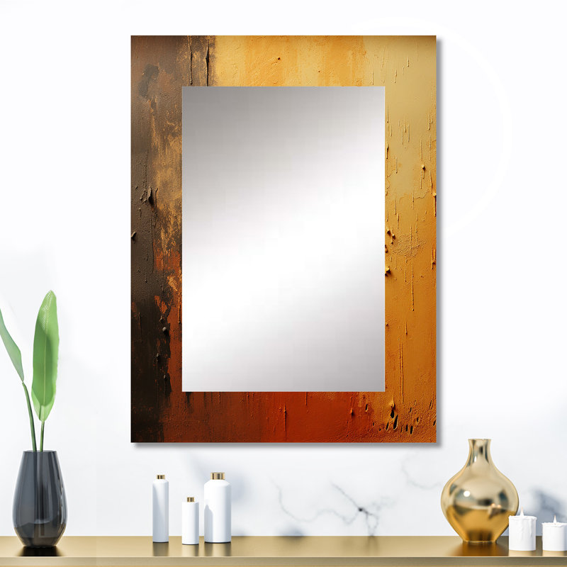 Orange Chaos Collage II - Abstract Collages Decorative Mirror, Modern Wall Mirror, Printed Metal Art, 32" x 24"