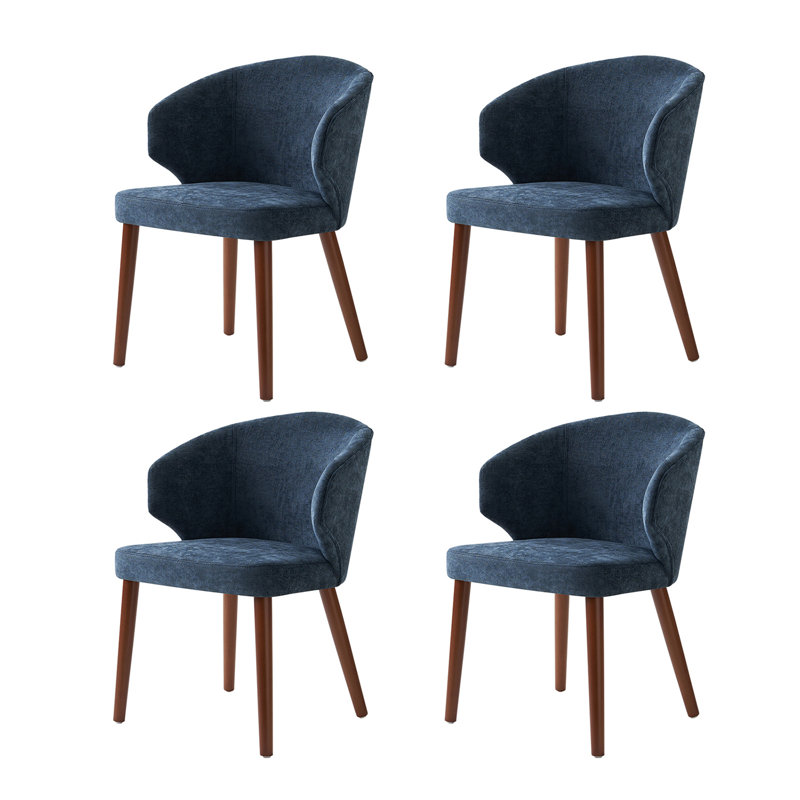 Chaise d'appoint à oreilles rembourrée avec pieds en bois massif Kanalu , 4, Marine