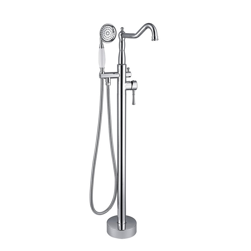 Robinet de baignoire autoportant à poignée simple avec douchette à main Topcraft, Chrome chrome