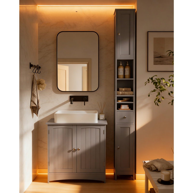 Engineered Wood Freestanding Linen Cabinet